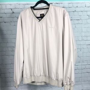 Trump Golf V-neck Mesh Lined Windbreaker Size Large Ribbed-at cuff & sleeves EUC